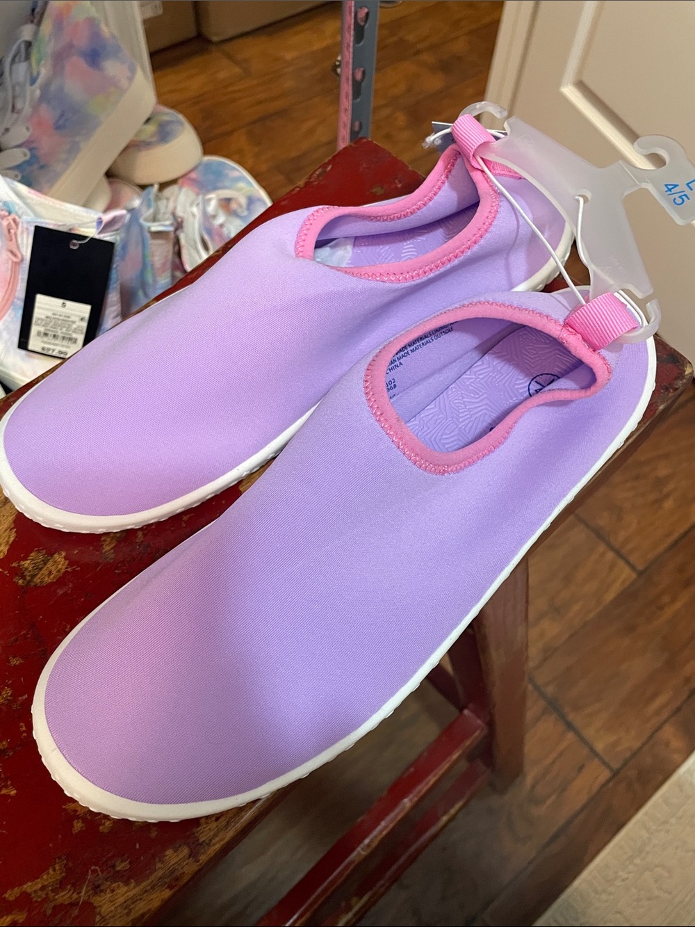 Cat & Jack Lilac Slip-On Water Shoes with Pink Trim